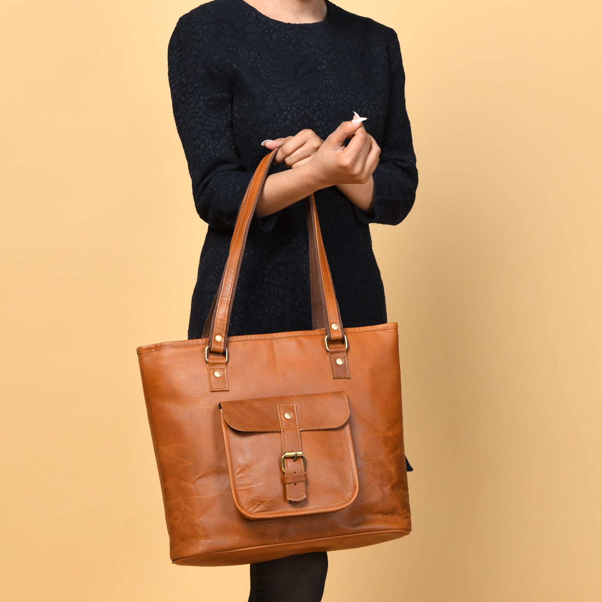 Classic Chic Genuine Leather Tote thumbnail 2