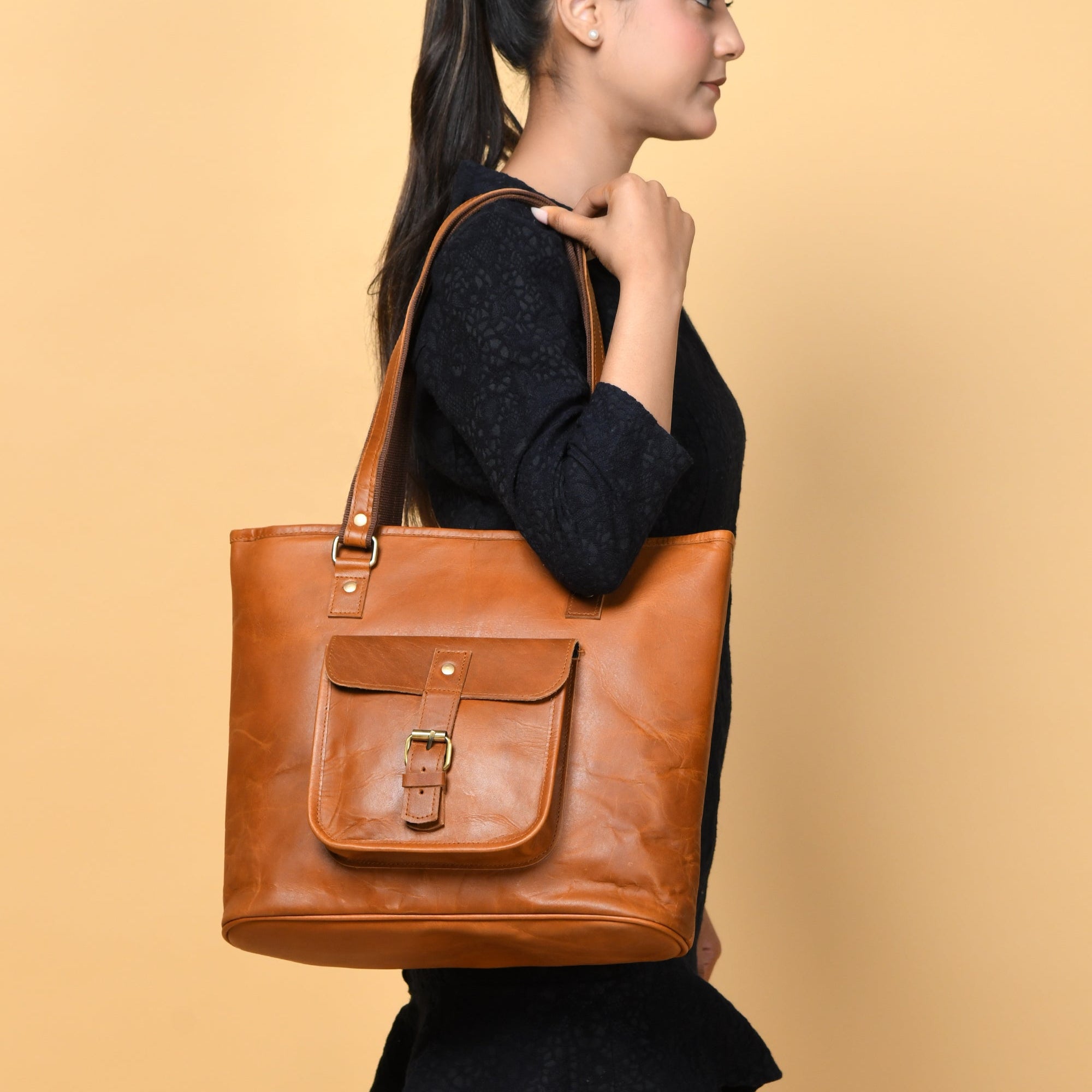 Classic Chic Genuine Leather Tote thumbnail 4