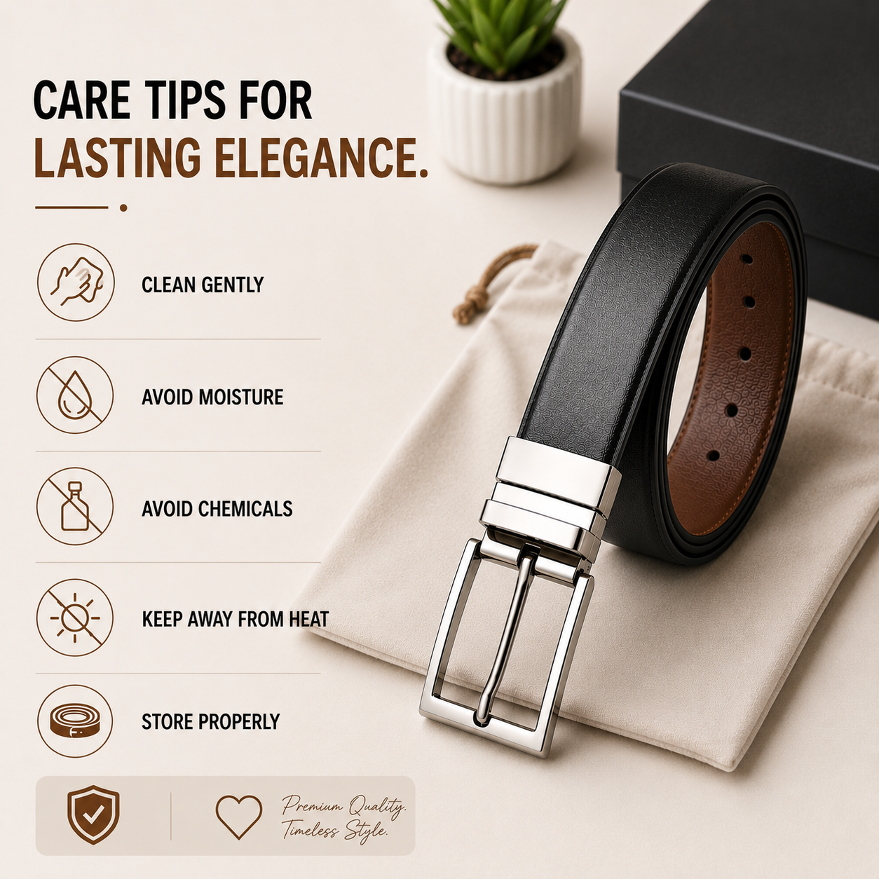 Classic Formal Reversible Leather Belt - Black & Brown thumbnail 10