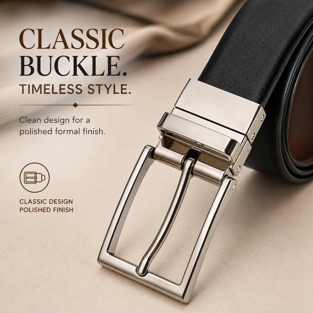 Classic Formal Reversible Leather Belt - Black & Brown thumbnail 7