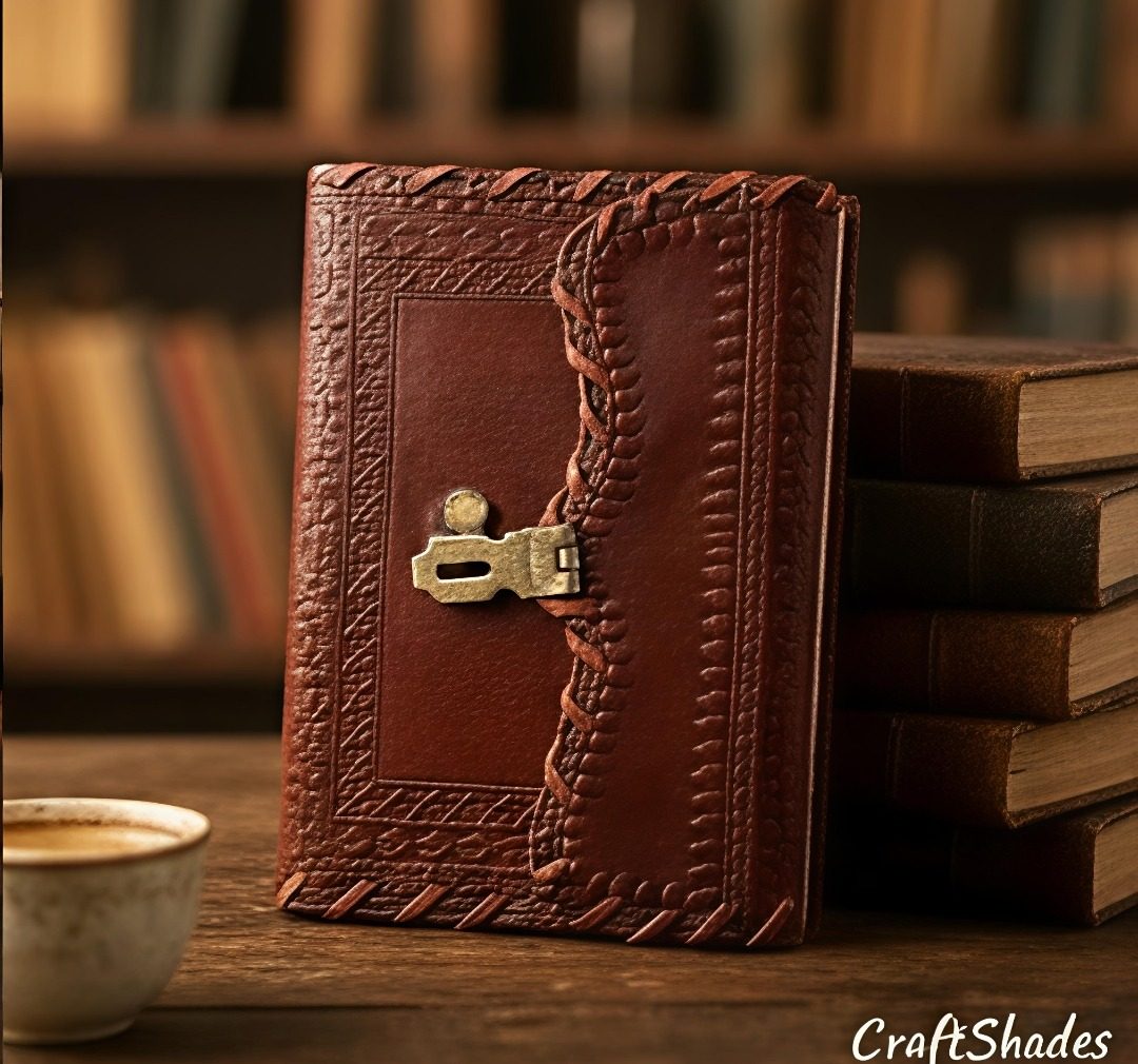Classic Hand-Stitched Vintage Leather Diary with Brass Lock thumbnail 2