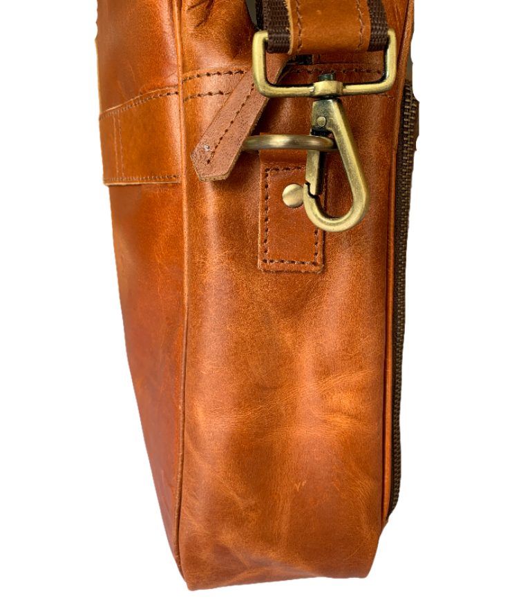 IndiFash Leather Tan Color Laptop Bag thumbnail 6