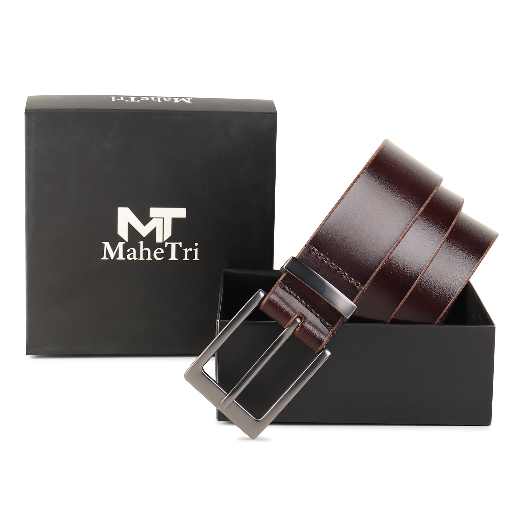 Classic Merlot Slim Leather Belt thumbnail 10