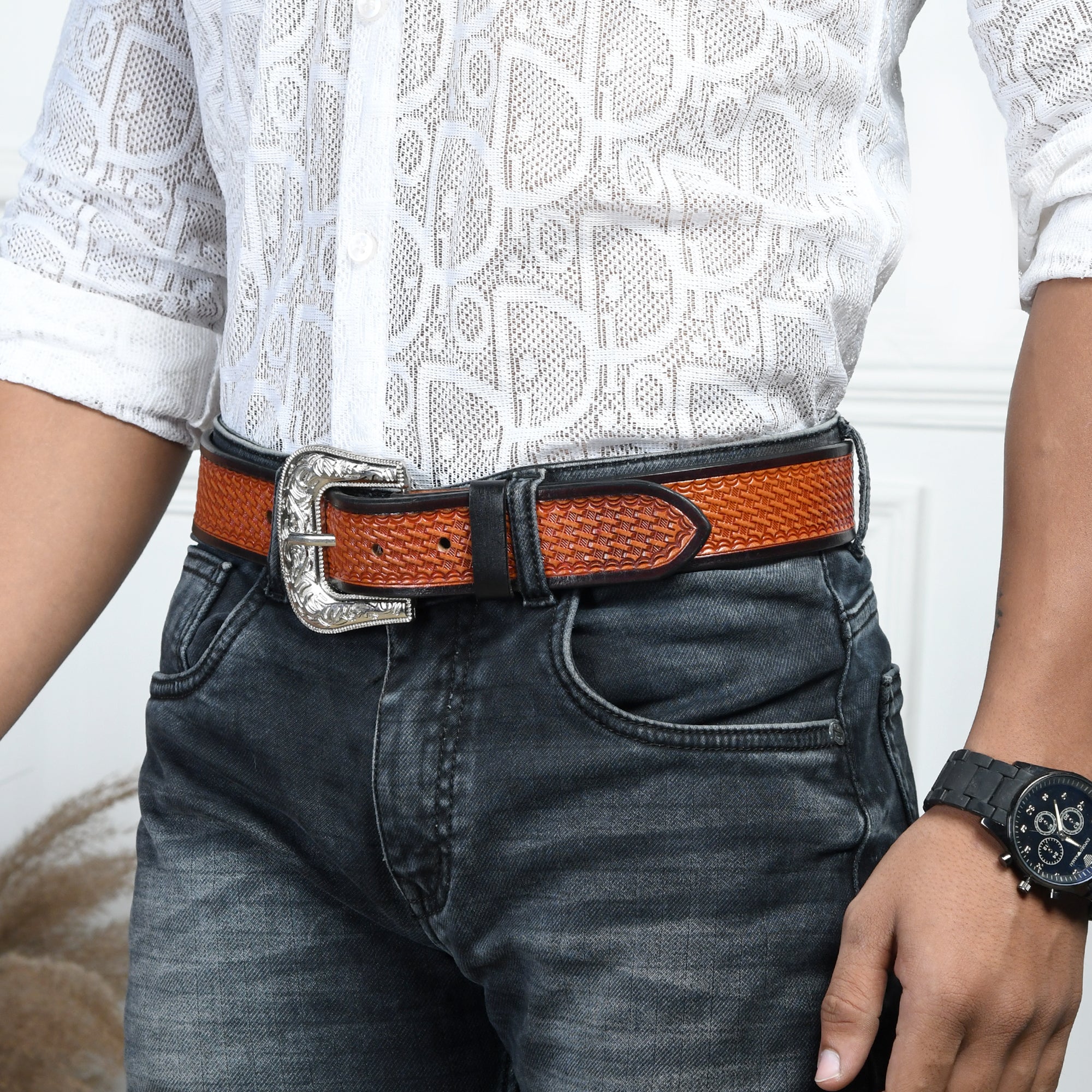 Classic Western Leather Belt thumbnail 44