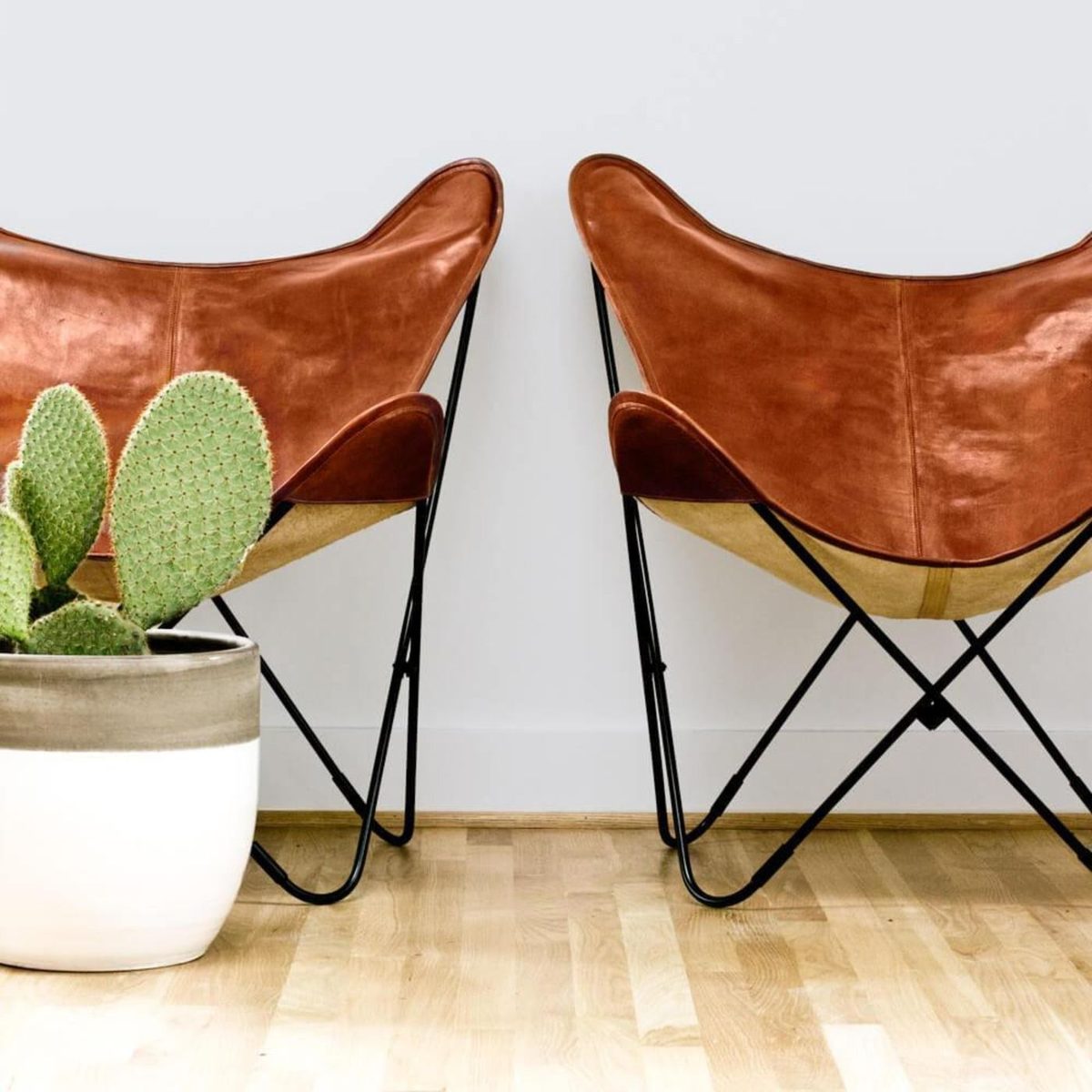Cognac Vintage Butterfly Chair thumbnail 4