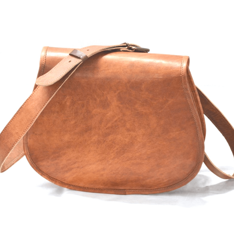 IndiFash - 9*11 Inch Crossbody Handcrafted Small goat Leather Unisex Sling Bag | 100% Genuine Leather thumbnail 4