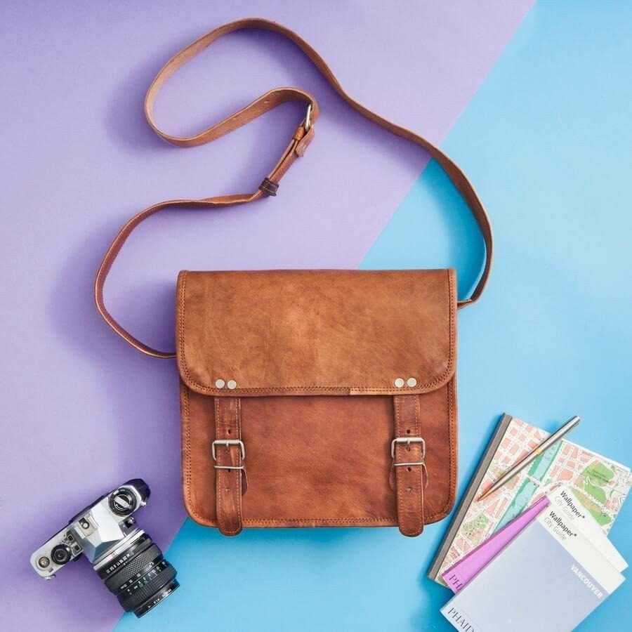 IndiFash - 9 Inch Handcrafted Leather Bag | 100% Genuine Leather