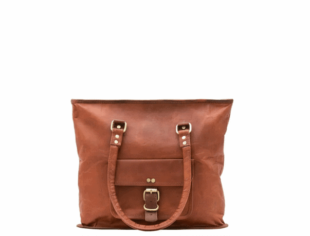 IndiFash - 13 inch Handcrafted Leather Women’s with pocket Tote Bag | 100% Genuine Leather