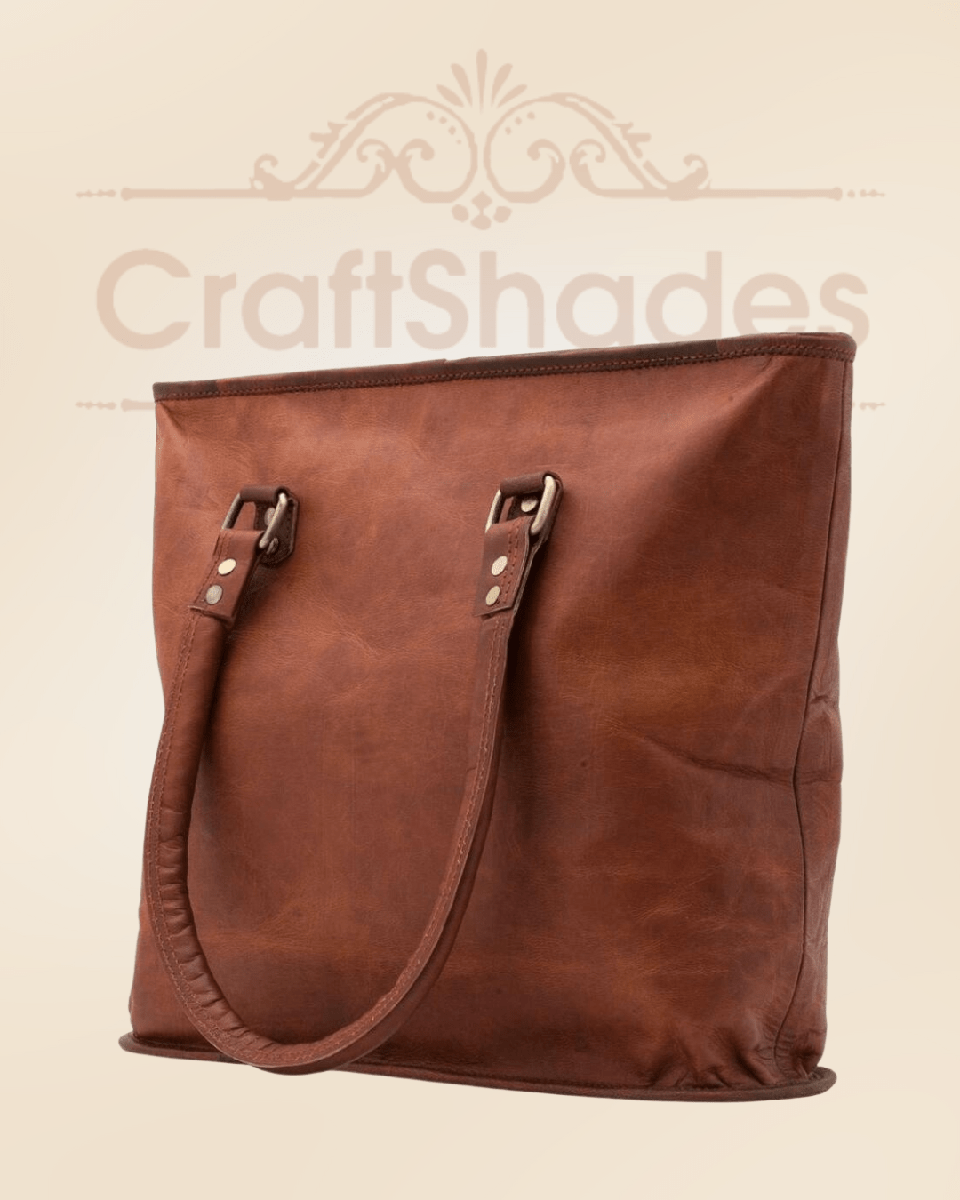 IndiFash - 13 inch Handcrafted Leather Women’s with pocket Tote Bag | 100% Genuine Leather thumbnail 4