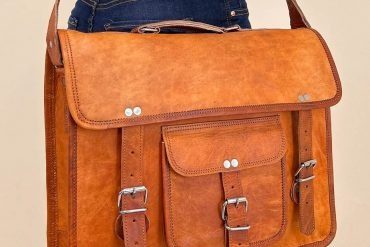 IndiFash - 11*15 Inch Single Pocket Double Strip Handcrafted Satchel goat Leather Bag | 100% Genuine Leather thumbnail 3