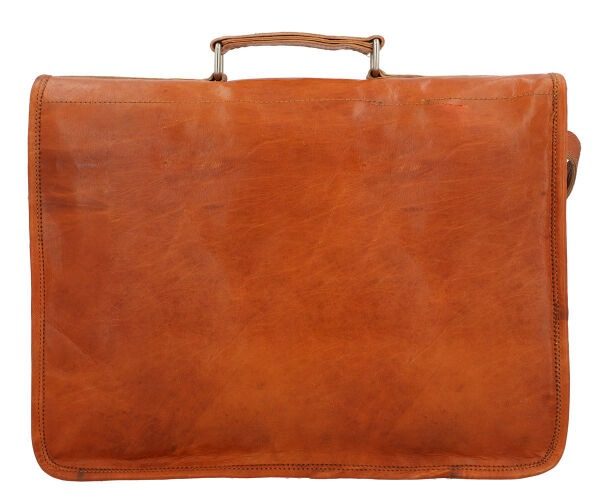 IndiFash - 11*15 Inch Single Pocket Double Strip Handcrafted Satchel goat Leather Bag | 100% Genuine Leather thumbnail 6