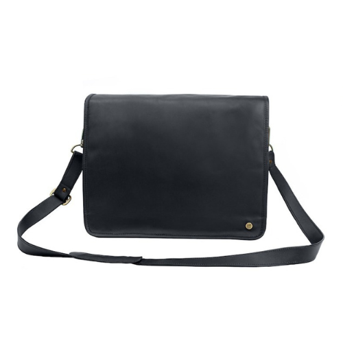 IndiFash - 10*13″Crossbody Handcrafted Small Goat Leather messenger bag - Black | 100% Genuine Leather