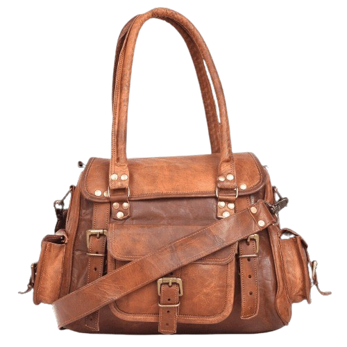 IndiFash - 13 Inch Handcrafted Leather Women’s brown Tote Bag | 100% Genuine Leather