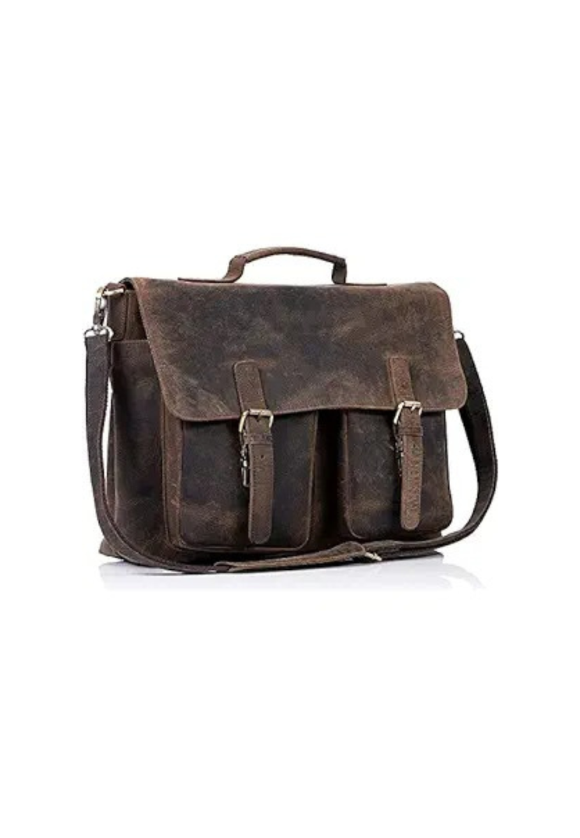 IndiFash 16 Inch Buffalo Leather Briefcase Laptop Messenger Bag Office Briefcase College Bag for Men and Women