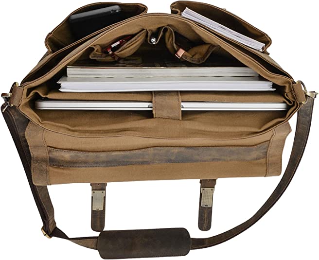 IndiFash 16 Inch Buffalo Leather Briefcase Laptop Messenger Bag Office Briefcase College Bag for Men and Women thumbnail 4