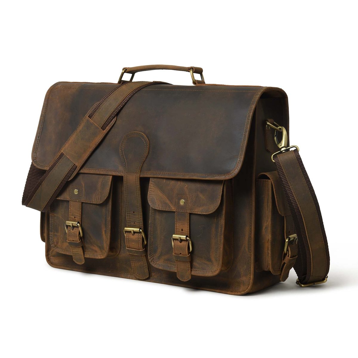 IndiFash 16 Inch Buffalo Leather Messenger Laptop Bag