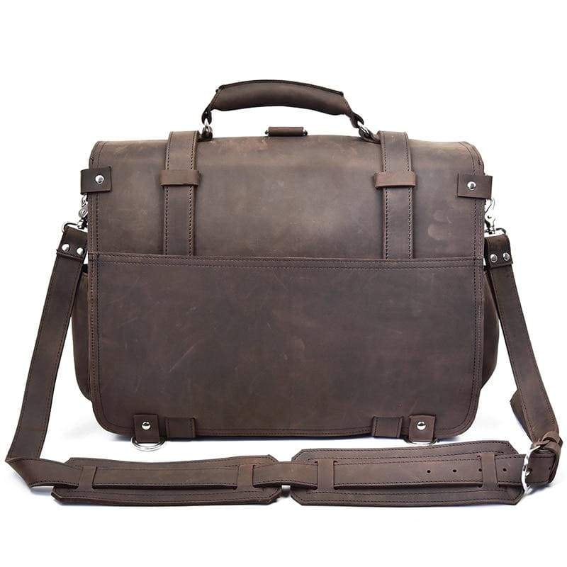 IndiFash 17 Inch oil Buff Leather Briefcase Laptop Messenger Bag Office Briefcase College Bag for Men and Women thumbnail 2