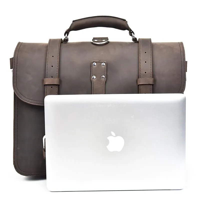 IndiFash 17 Inch oil Buff Leather Briefcase Laptop Messenger Bag Office Briefcase College Bag for Men and Women thumbnail 3