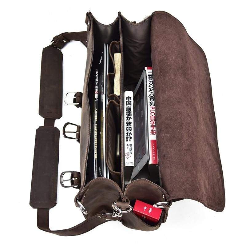 IndiFash 17 Inch oil Buff Leather Briefcase Laptop Messenger Bag Office Briefcase College Bag for Men and Women thumbnail 4