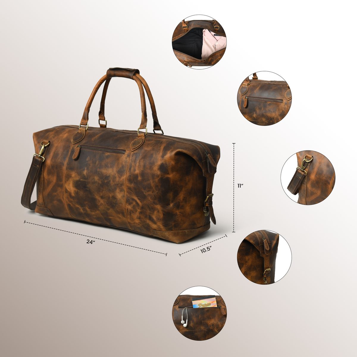 IndiFash 22 Inch Buffalo Oil Pull Up bag thumbnail 11