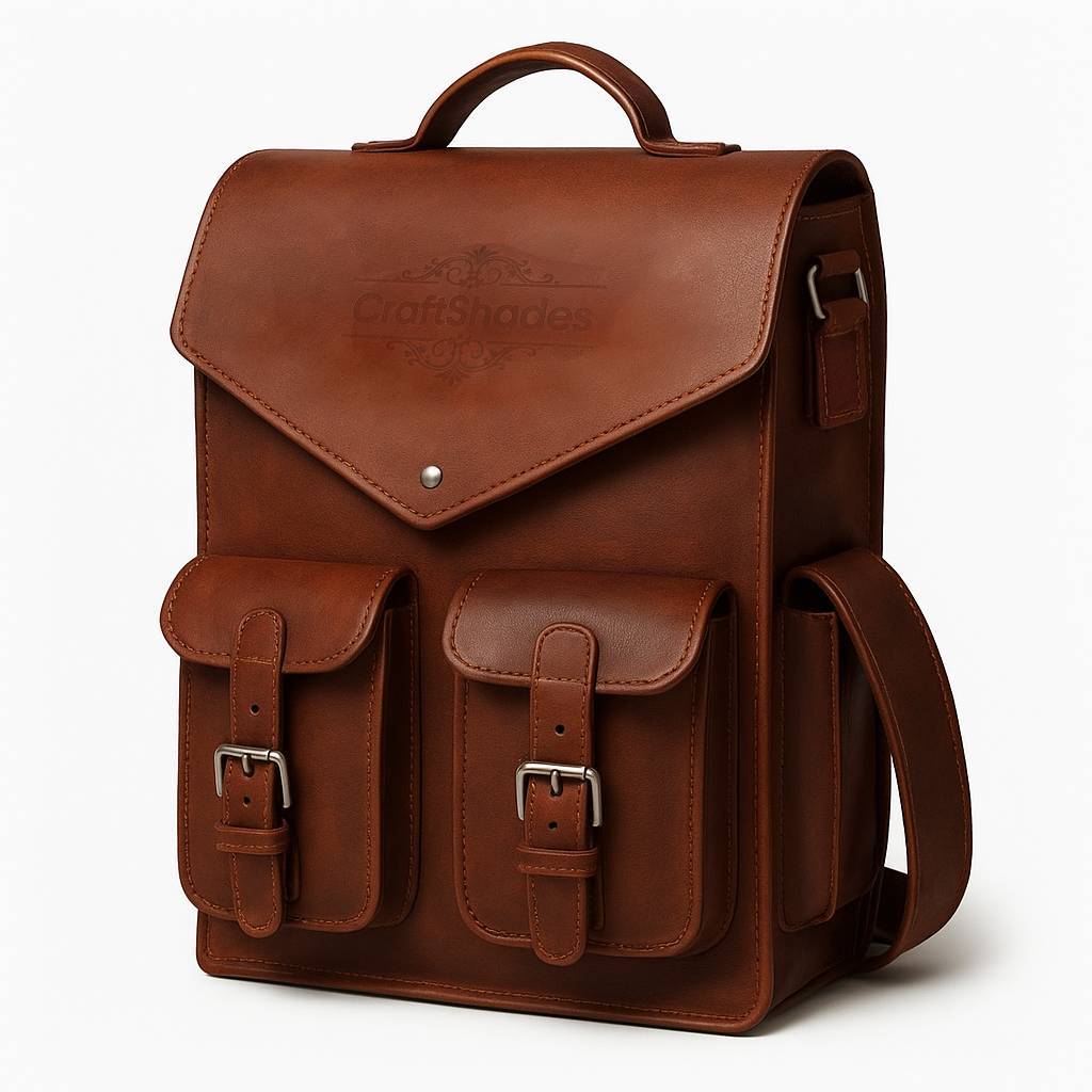 IndiFash - 11 x 15 x 3 Inch 4 Pockets Dark Brown Handcrafted Leather Backpack | 100% Genuine Leather