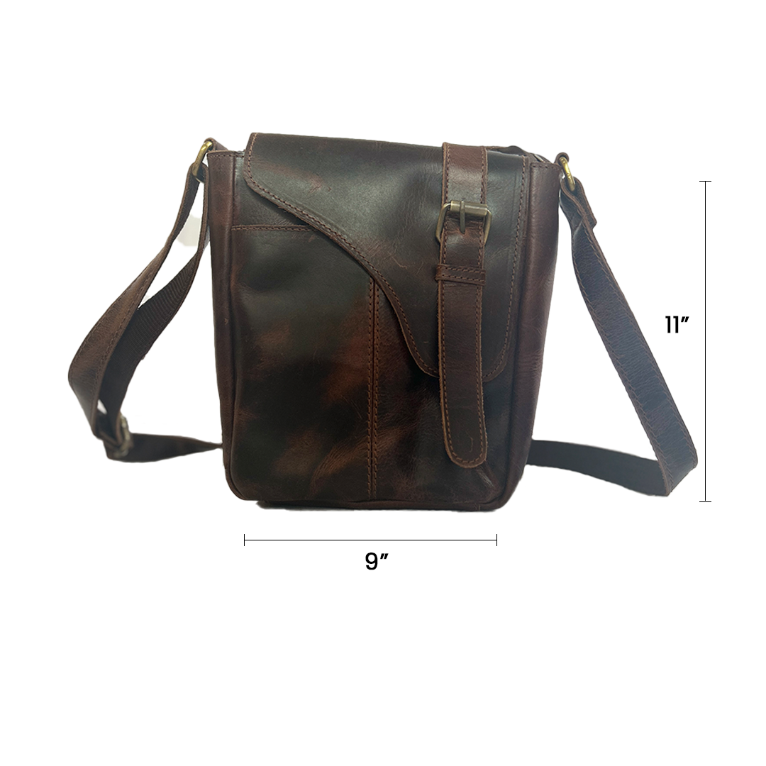 IndiFash - 9 Inch Buffalo dark brown Leather Sling Bag | 100% Genuine Leather thumbnail 3