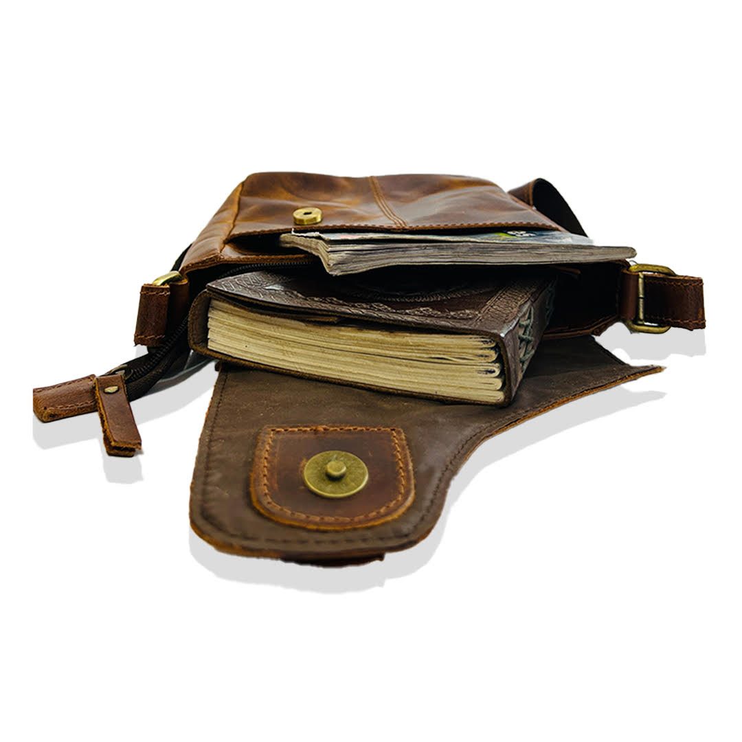 IndiFash - 9 Inch Buffalo dark brown Leather Sling Bag | 100% Genuine Leather thumbnail 4