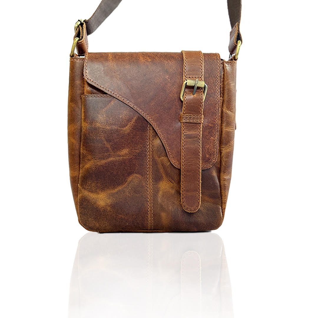 IndiFash - 9*11 Inch Buffalo light brown Leather Sling Bag | 100% Genuine Leather