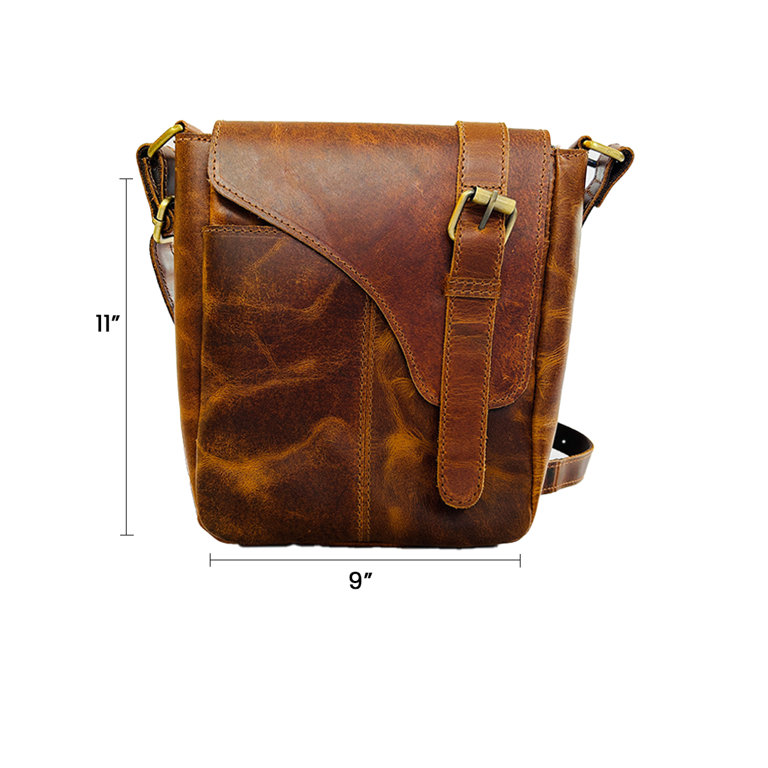 IndiFash - 9*11 Inch Buffalo light brown Leather Sling Bag | 100% Genuine Leather thumbnail 4