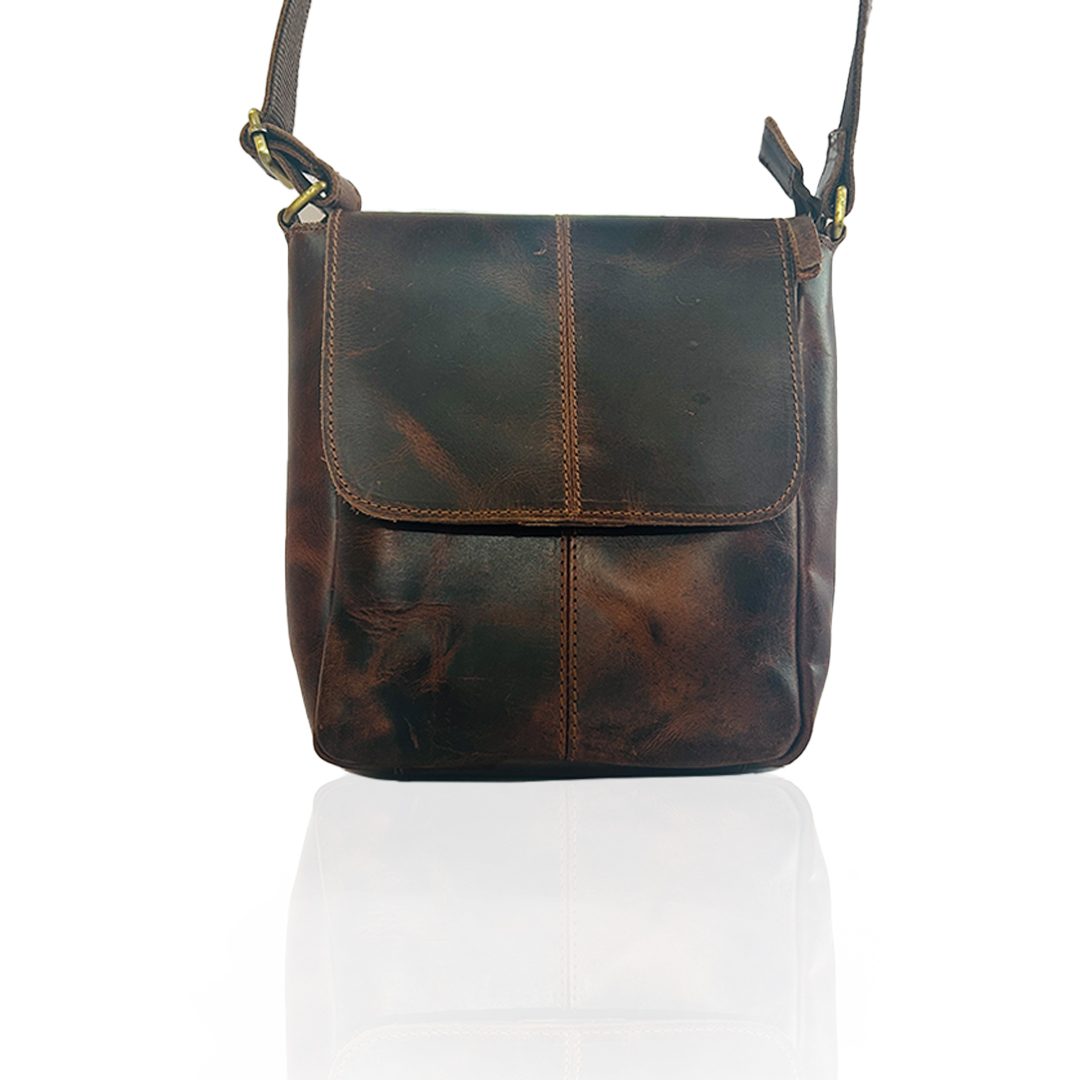 IndiFash -9 inches Brown Colour Buffalo Leather Sling Bag | 100% Genuine Leather