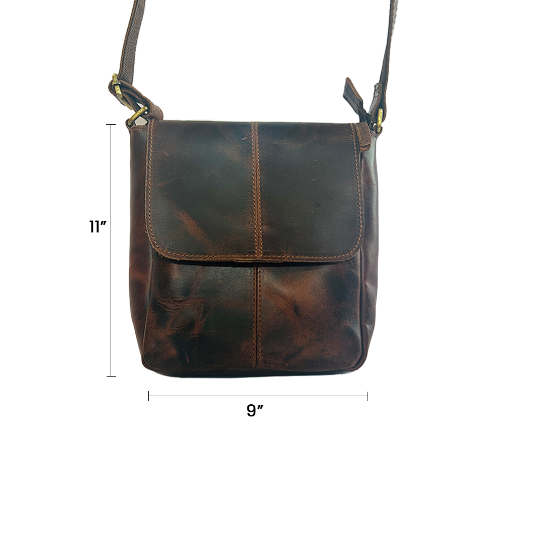IndiFash -9 inches Brown Colour Buffalo Leather Sling Bag | 100% Genuine Leather thumbnail 3