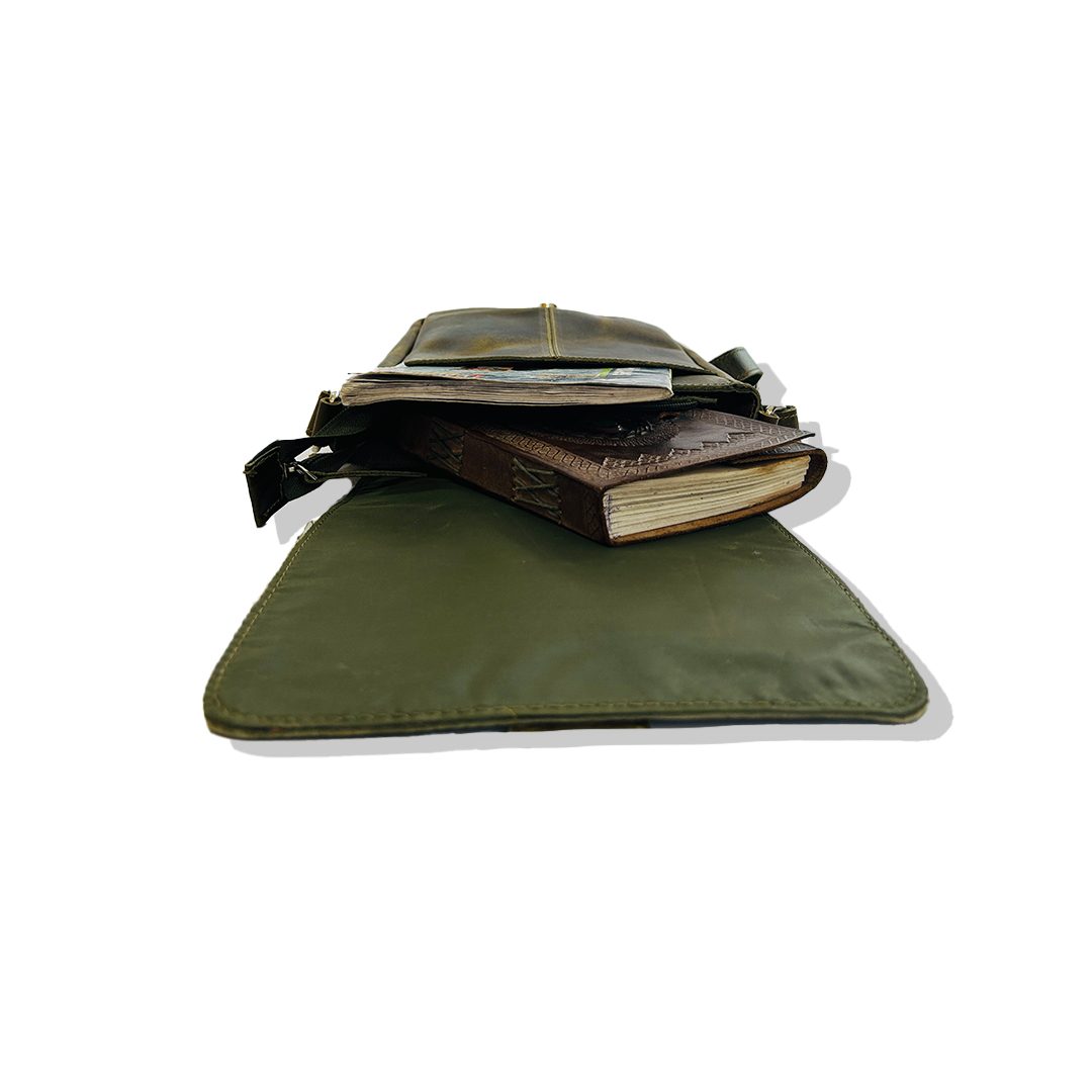 IndiFash -9 inches Green Colour Buffalo Leather Sling Bag | 100% Genuine Leather thumbnail 2