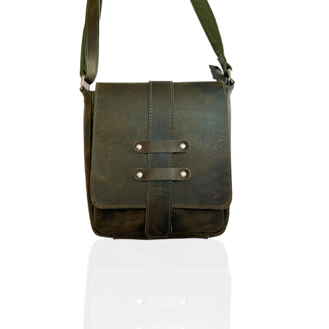 IndiFash -9 inches Green Colour Buffalo Leather Sling Bag | 100% Genuine Leather thumbnail 3