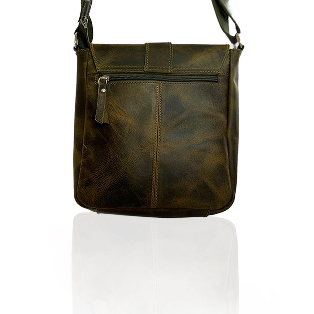 IndiFash -9 inches Green Colour Buffalo Leather Sling Bag | 100% Genuine Leather thumbnail 4