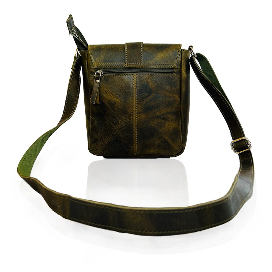 IndiFash -9 inches Green Colour Buffalo Leather Sling Bag | 100% Genuine Leather thumbnail 5