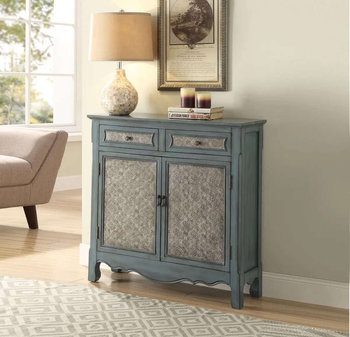 IndiFash Antique Carved Sideboard Cabinet