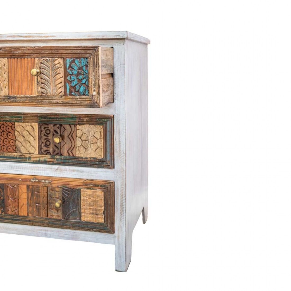 IndiFash Antique Wooden 3 Drawer Cabinet thumbnail 3