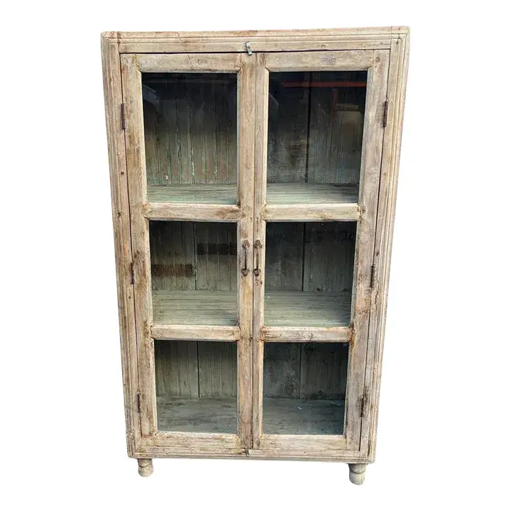 IndiFash Antique Wooden And Glass Cabinet