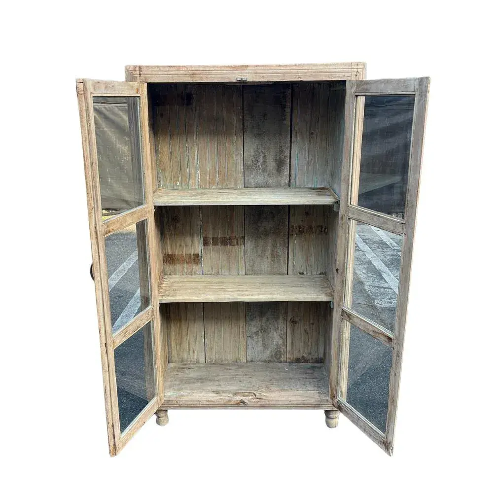 IndiFash Antique Wooden And Glass Cabinet thumbnail 5