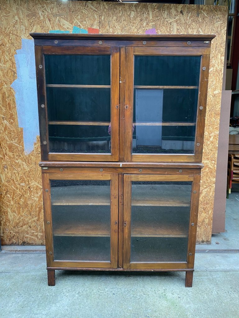 IndiFash Antique Wooden Double Glass Cabinet
