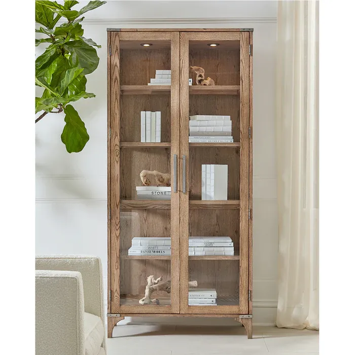IndiFash Antique Wooden Glass Cabinet