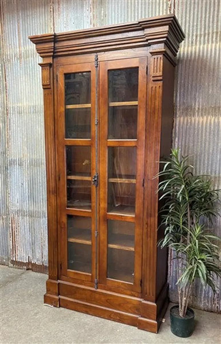 IndiFash Antique Wooden Glass Display Cabinet