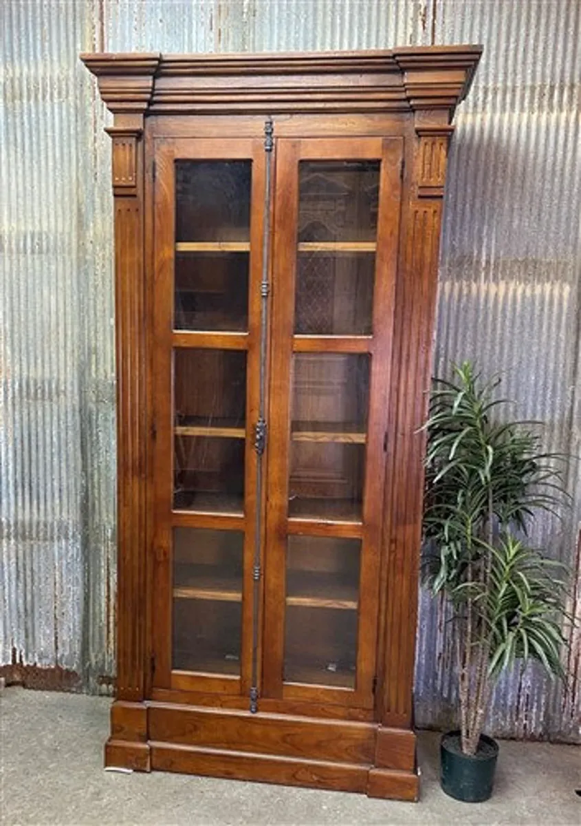 IndiFash Antique Wooden Glass Display Cabinet thumbnail 7