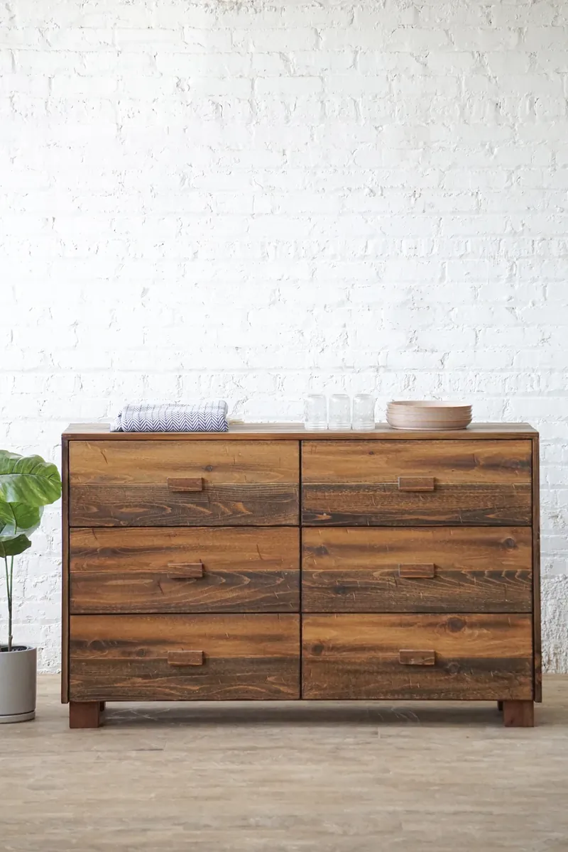 IndiFash Antique Wooden Six Drawer Dresser thumbnail 6