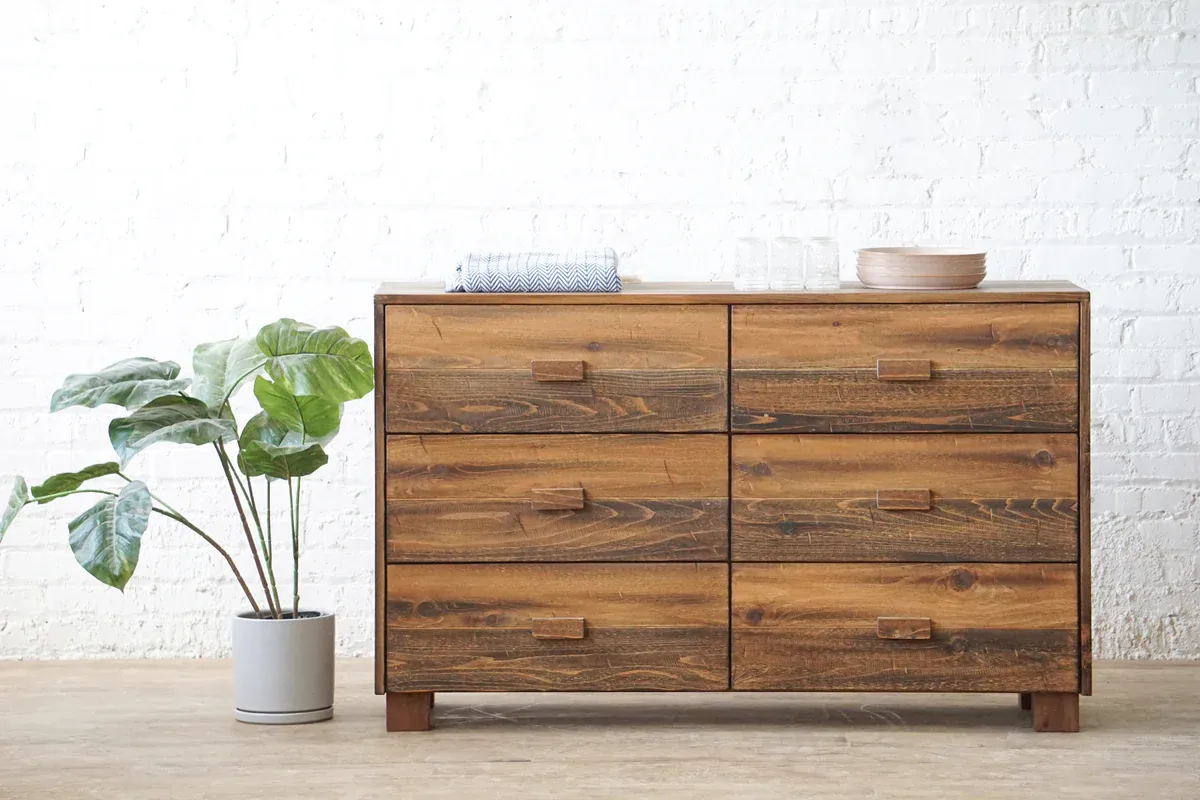 IndiFash Antique Wooden Six Drawer Dresser thumbnail 7