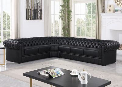 IndiFash Blue L shape Chesterfield Sofa