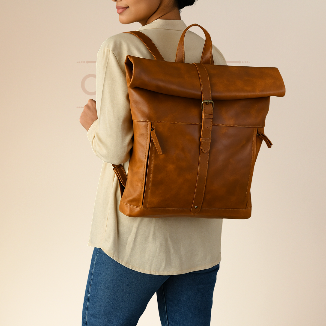 IndiFash-13*18 Inch buffalo leather backpack Unisex For Girls And Boys | 100 Genuine Leather thumbnail 2
