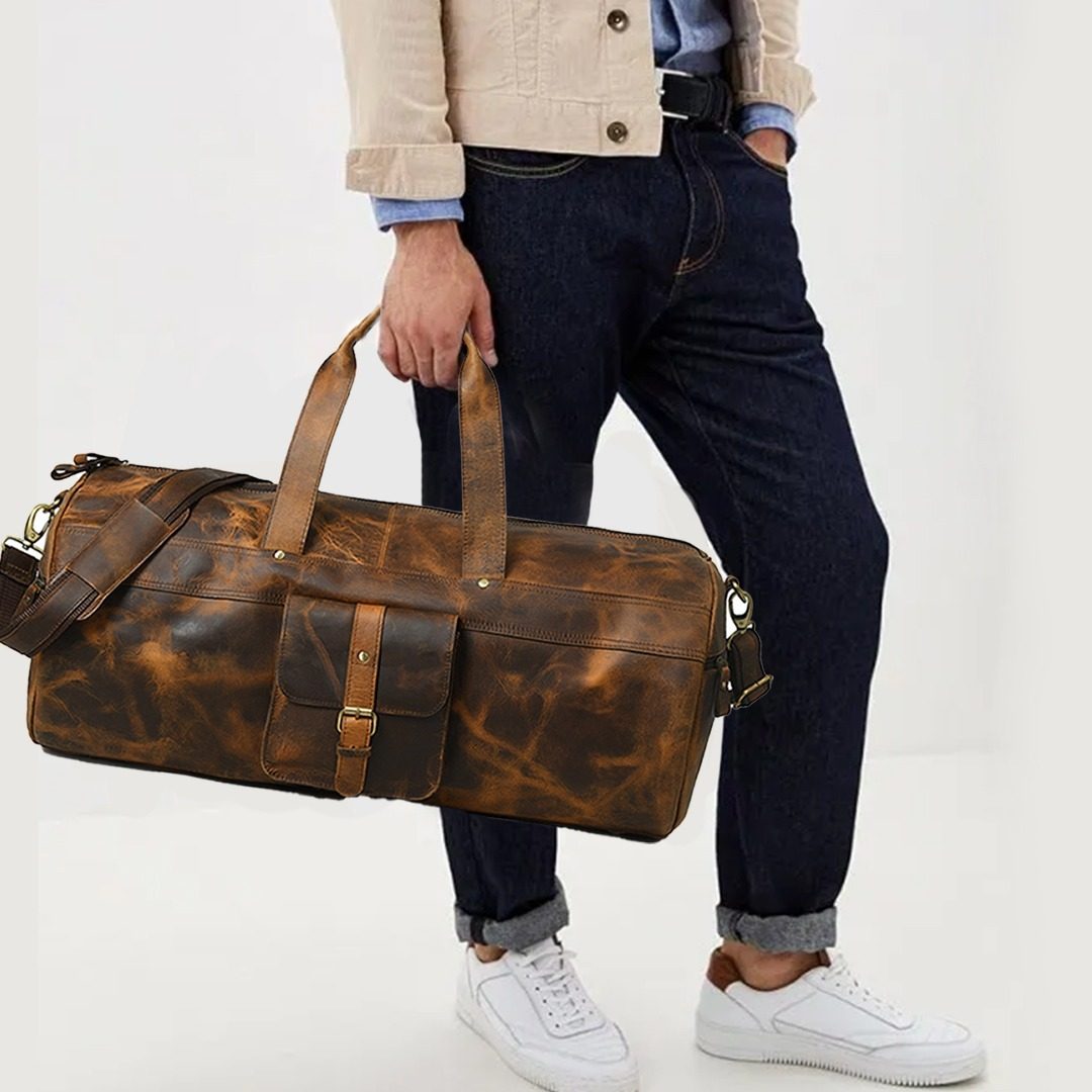 IndiFash 24 Inch buffalo leather duffle bag - Travel,Gym thumbnail 2