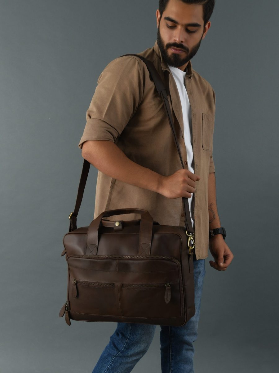 IndiFash buffalo leather Laptop bag thumbnail 5