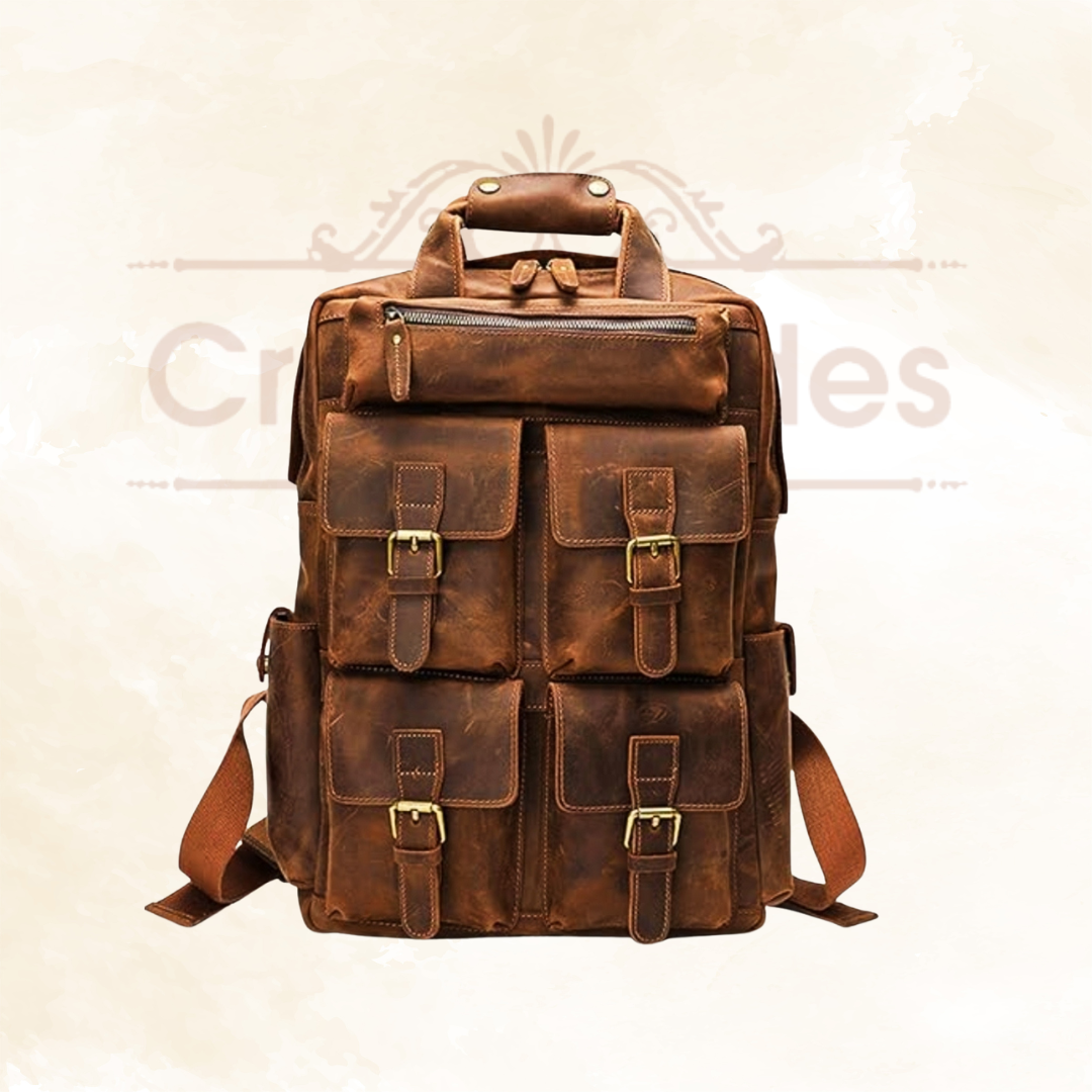 IndiFash - Buffalo Vintage 16″ Leather Backpack thumbnail 2